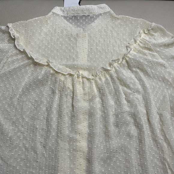 Zara Women’s Ruffled Swiss Dot Semi-Sheer Shirt - Size M - Picture 11 of 14